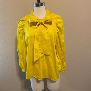Sunny Yellow Blouse with pussy bow.  Size XL